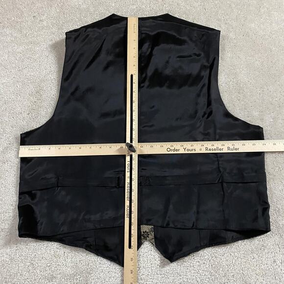 Wah Maker Vest Mens XL Gold Black Floral Brocade Western Frontier Made USA - Picture 5 of 8